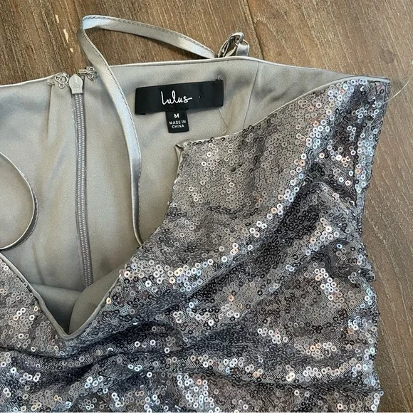 Lulus All Over Sequence Mini Dress Asymmetrical Bodycon Sparkly Women’s M - Picture 9 of 9